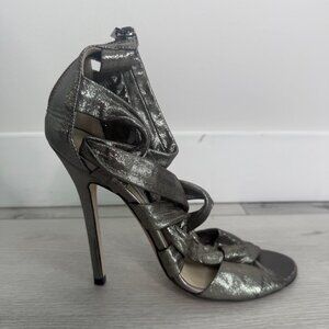 Jimmy Choo Pumps Sandals Heel Metallic Silver US 6 w BOX